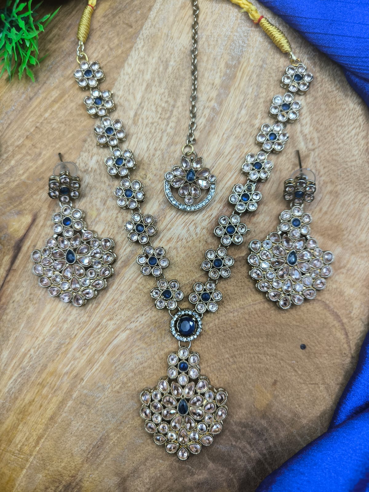 Designer Blue Zircon Necklace Set