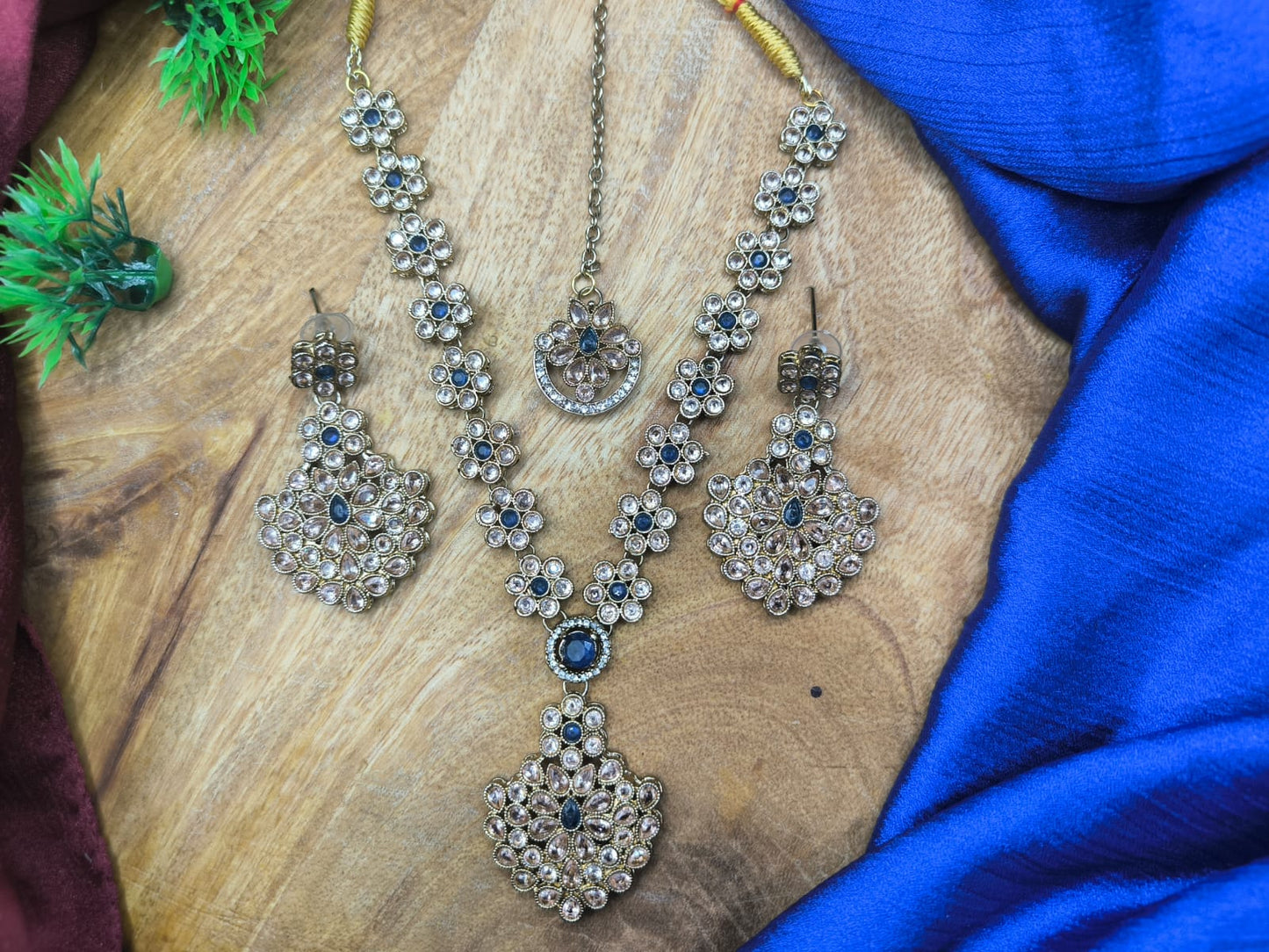 Designer Blue Zircon Necklace Set