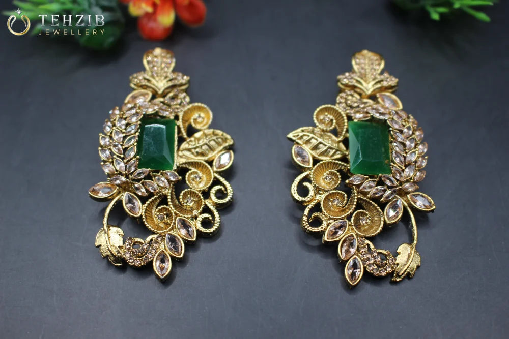 Antique Floral Zircon Earrings