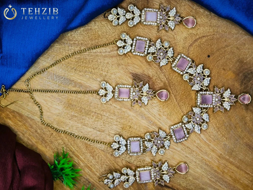 Antique Floral Zircon Necklace Set