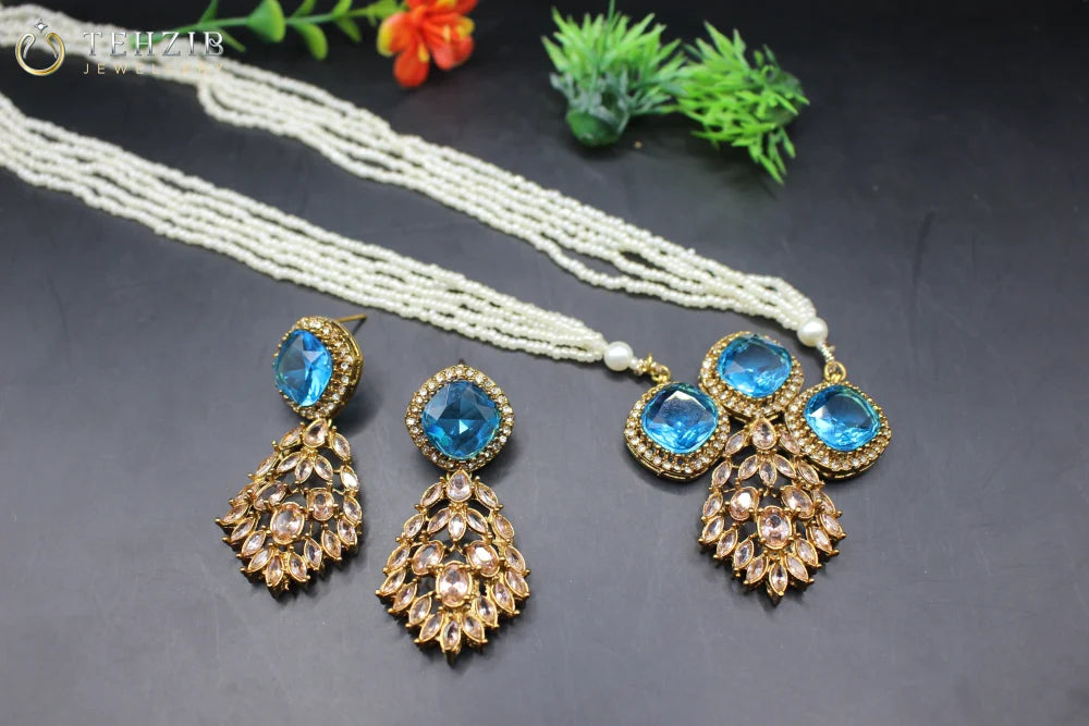 Beautiful Aaina-e-Rooh Big Stone Zircon Poth Mala