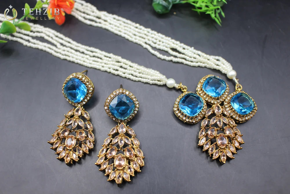 Beautiful Aaina-e-Rooh Big Stone Zircon Poth Mala