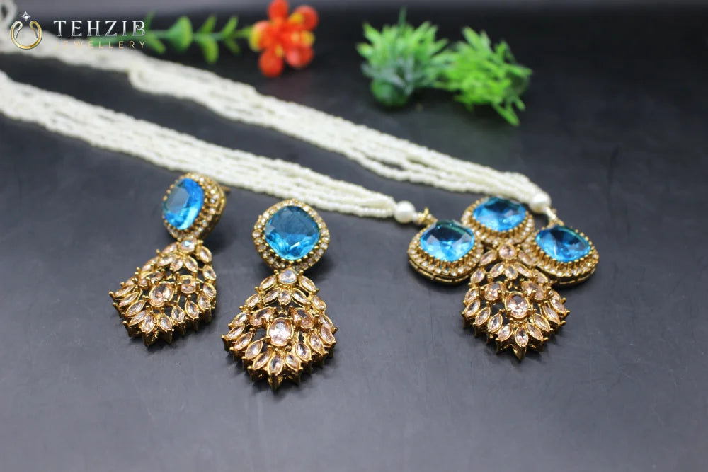 Beautiful Aaina-e-Rooh Big Stone Zircon Poth Mala