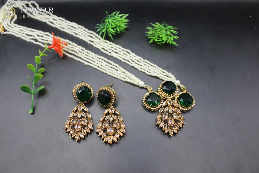 Beautiful Aaina-e-Rooh Big Stone Zircon Poth Mala