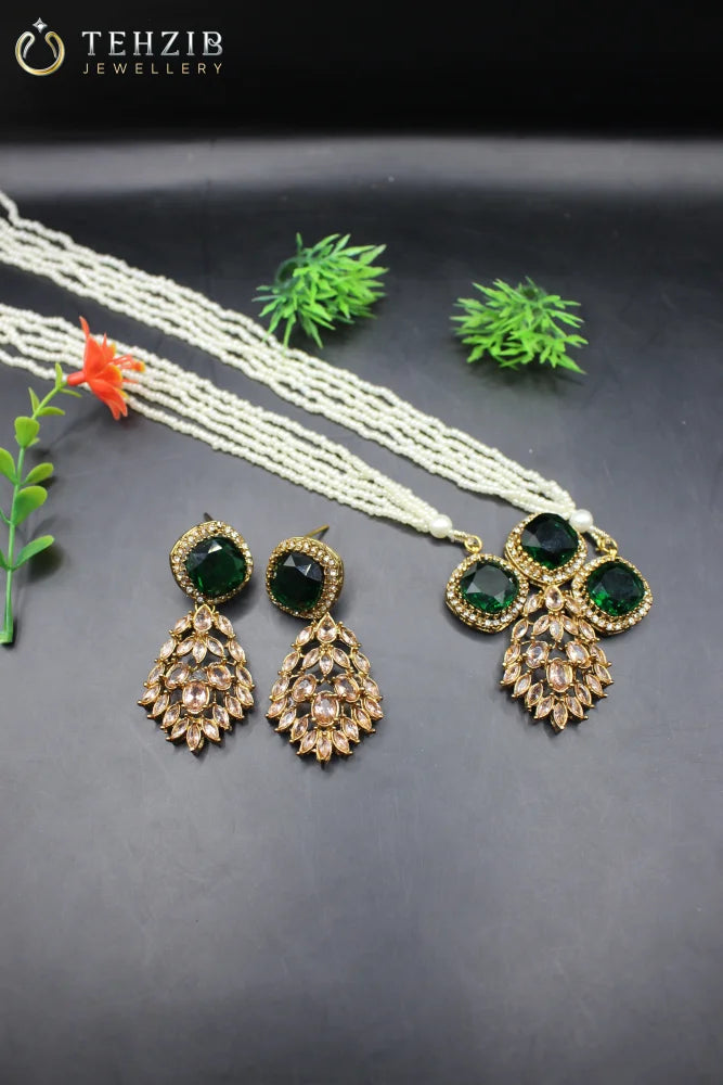 Beautiful Aaina-e-Rooh Big Stone Zircon Poth Mala