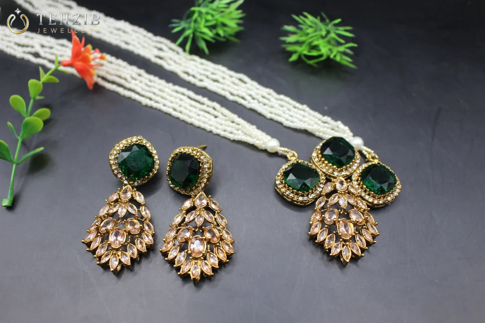 Beautiful Aaina-e-Rooh Big Stone Zircon Poth Mala