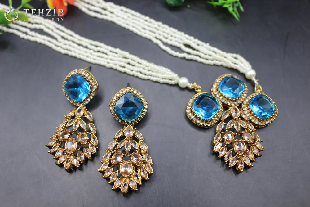 Beautiful Aaina-e-Rooh Big Stone Zircon Poth Mala