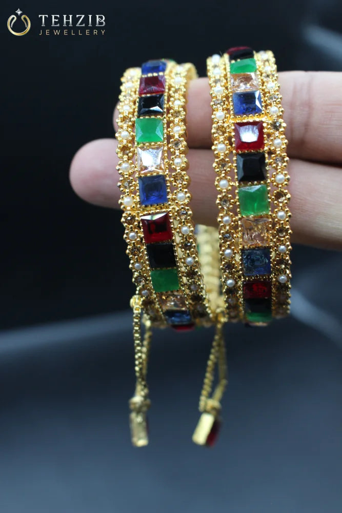 Elegant Adjustable Festive Multicolor Bangles