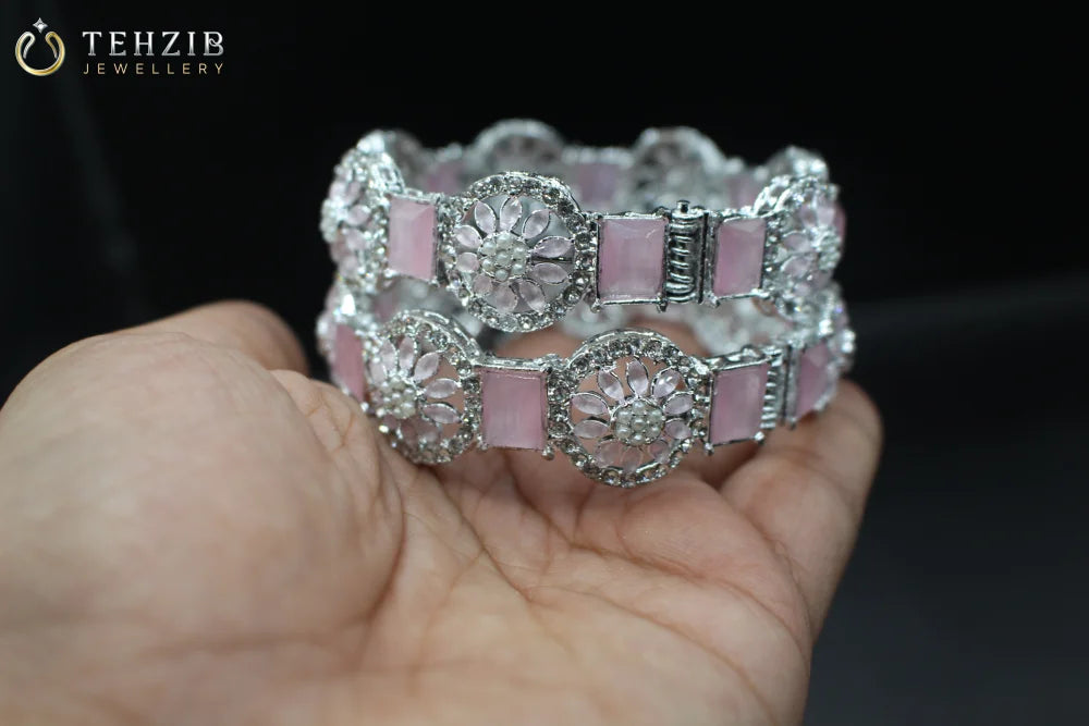 Fancy Adjustable Pink Bangles