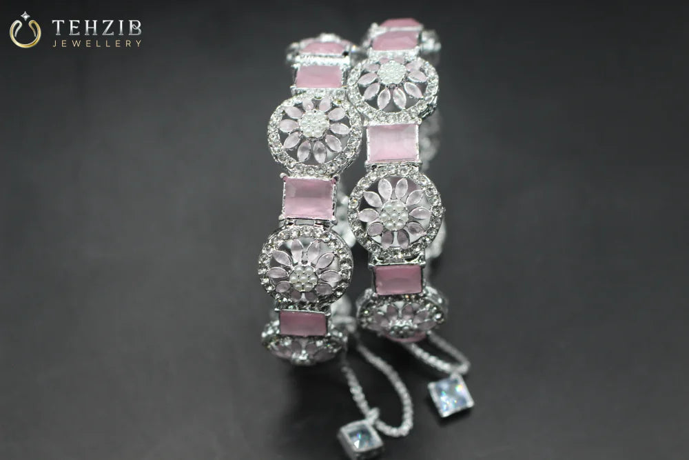 Fancy Adjustable Pink Bangles