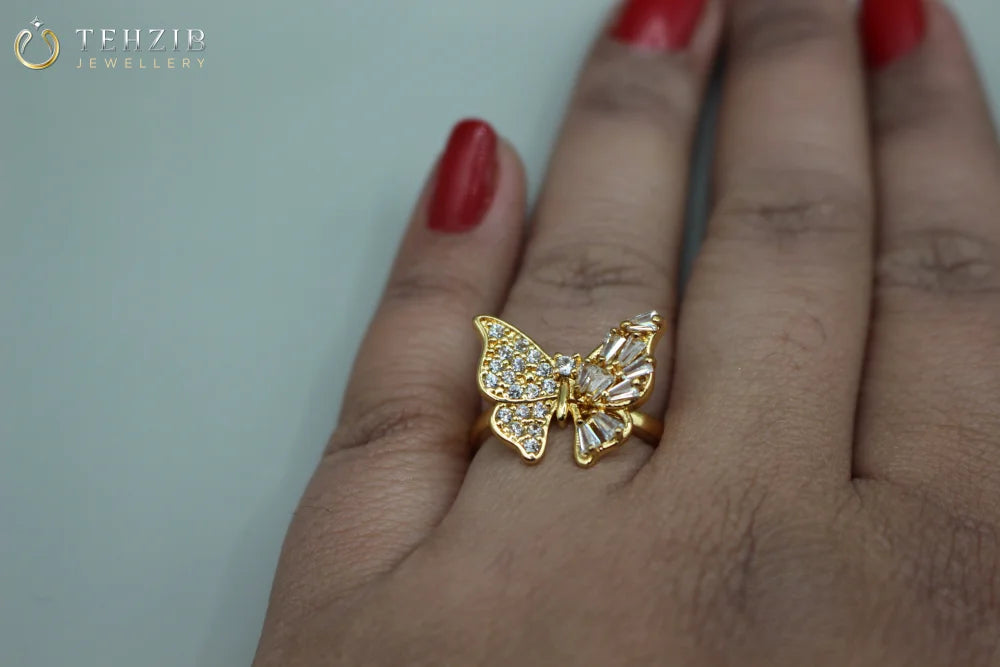 Adjustable Platted Butterfly Ring