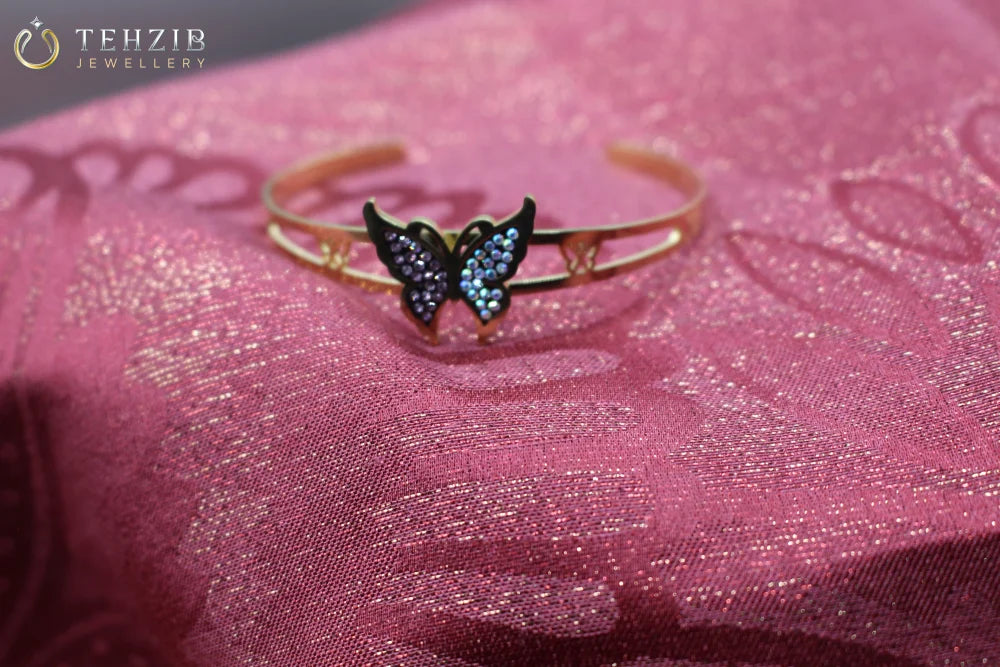 Gold Multi Stone Butterfly Bracelet