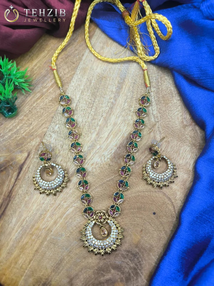 Premium Antique Multistone Color Zircon Necklace Set