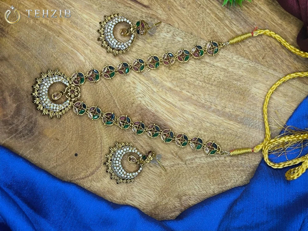 Premium Antique Multistone Color Zircon Necklace Set