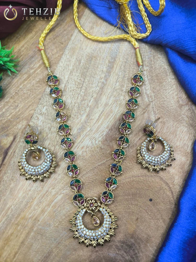 Premium Antique Multistone Color Zircon Necklace Set
