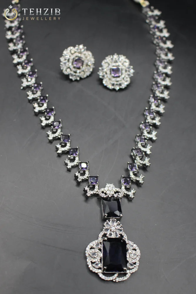 Nita Ambani Purple Zircon Mala Necklace Set