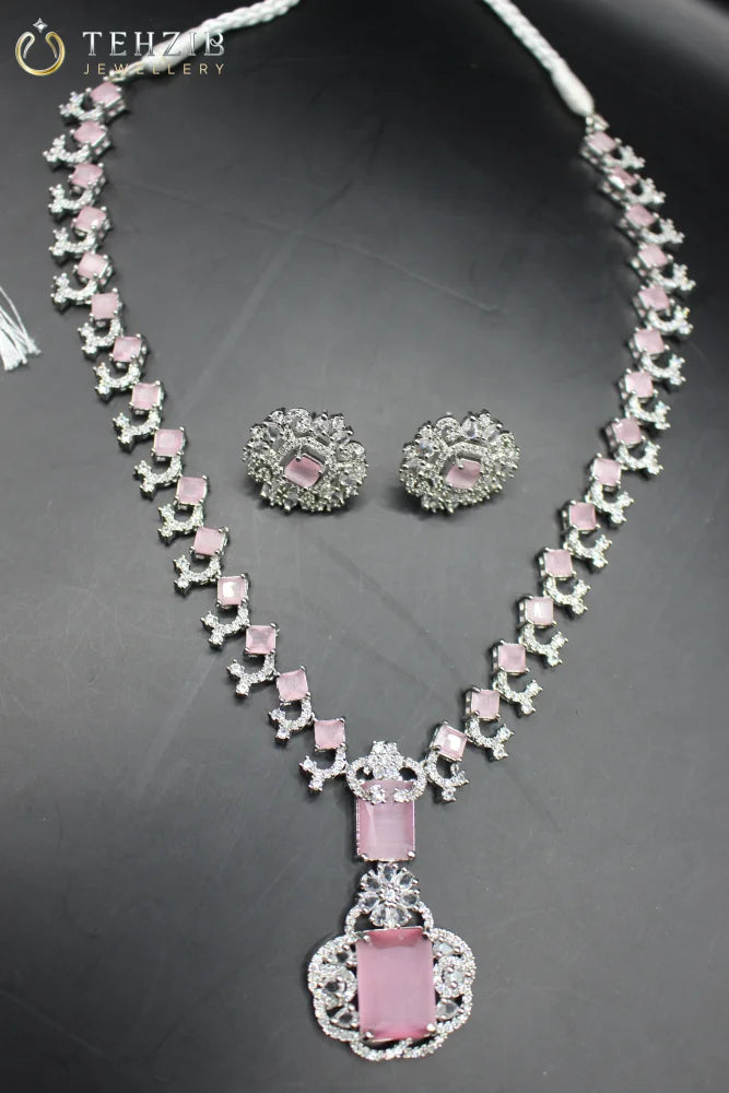 Nita Ambani Pink Zircon Mala Necklace Set