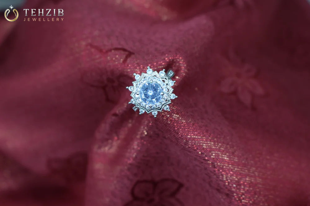 Adjustable Silver Platted Stylish Zircon Ring