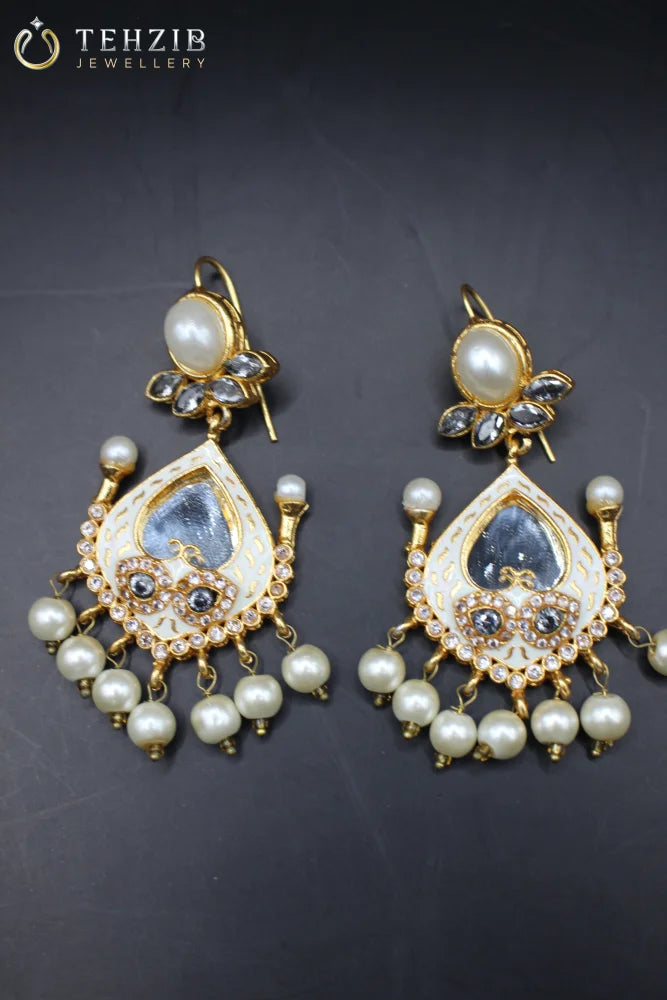 Antique Pearl Heart Sheesh Earring