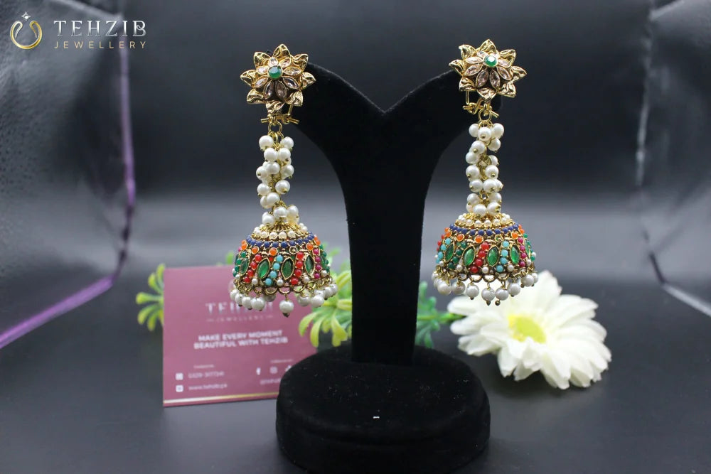 Traditional Floral Multicolor Jhumka
