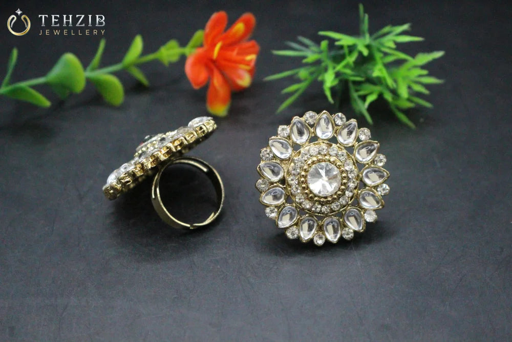 Stunning Adjustable Inaaya Kundan Ring