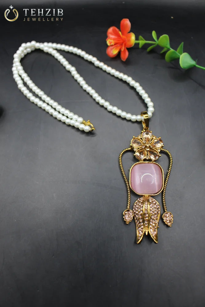 Stunning Designer Big Stone Leaves Pendant
