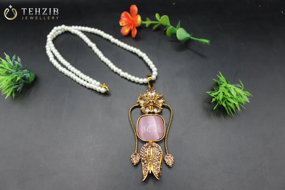 Stunning Designer Big Stone Leaves Pendant