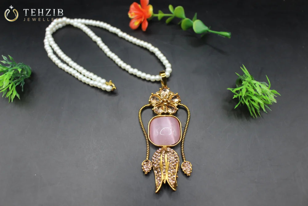 Stunning Designer Big Stone Leaves Pendant