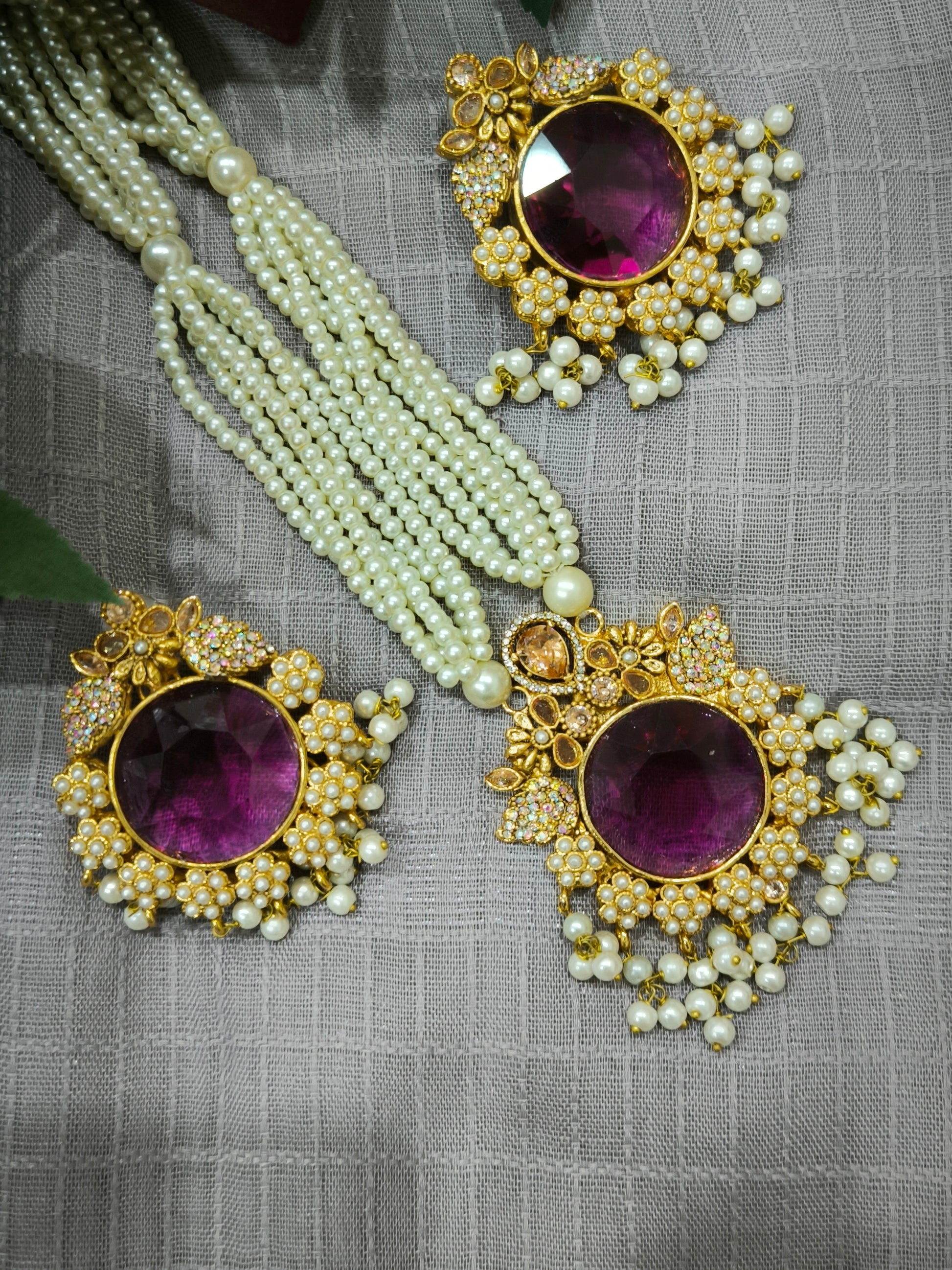 Designers Doublet Stone Mala Set & Earrings