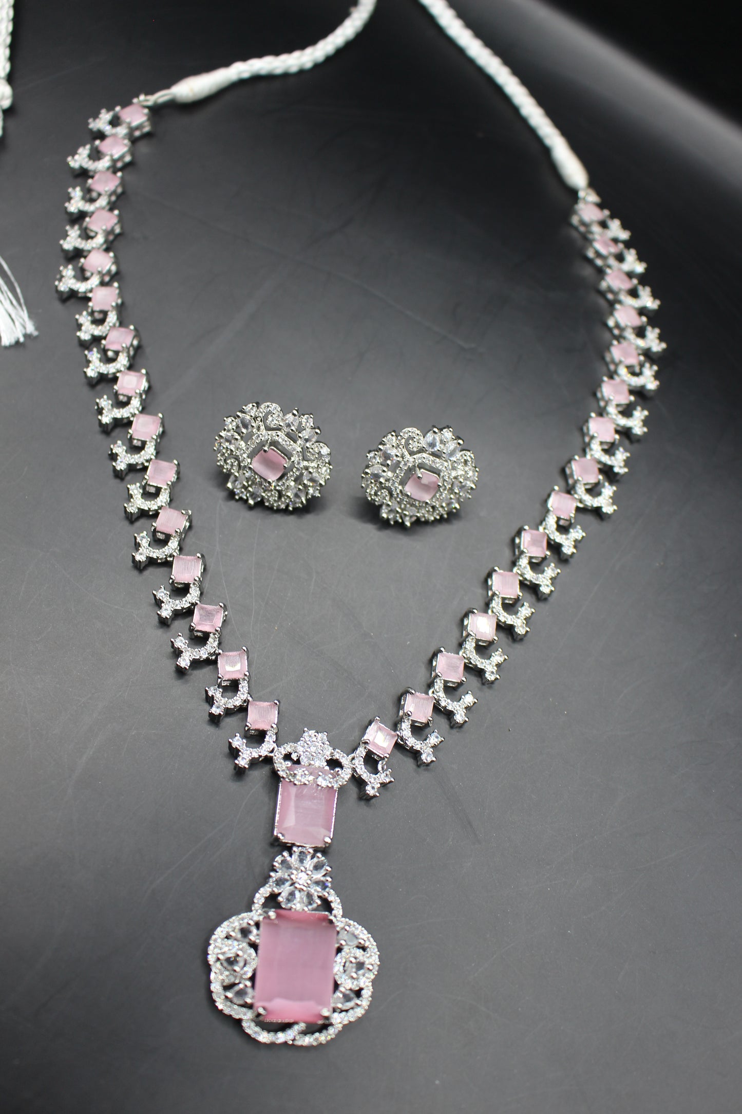 Nita Ambani Pink Zircon Mala Necklace Set