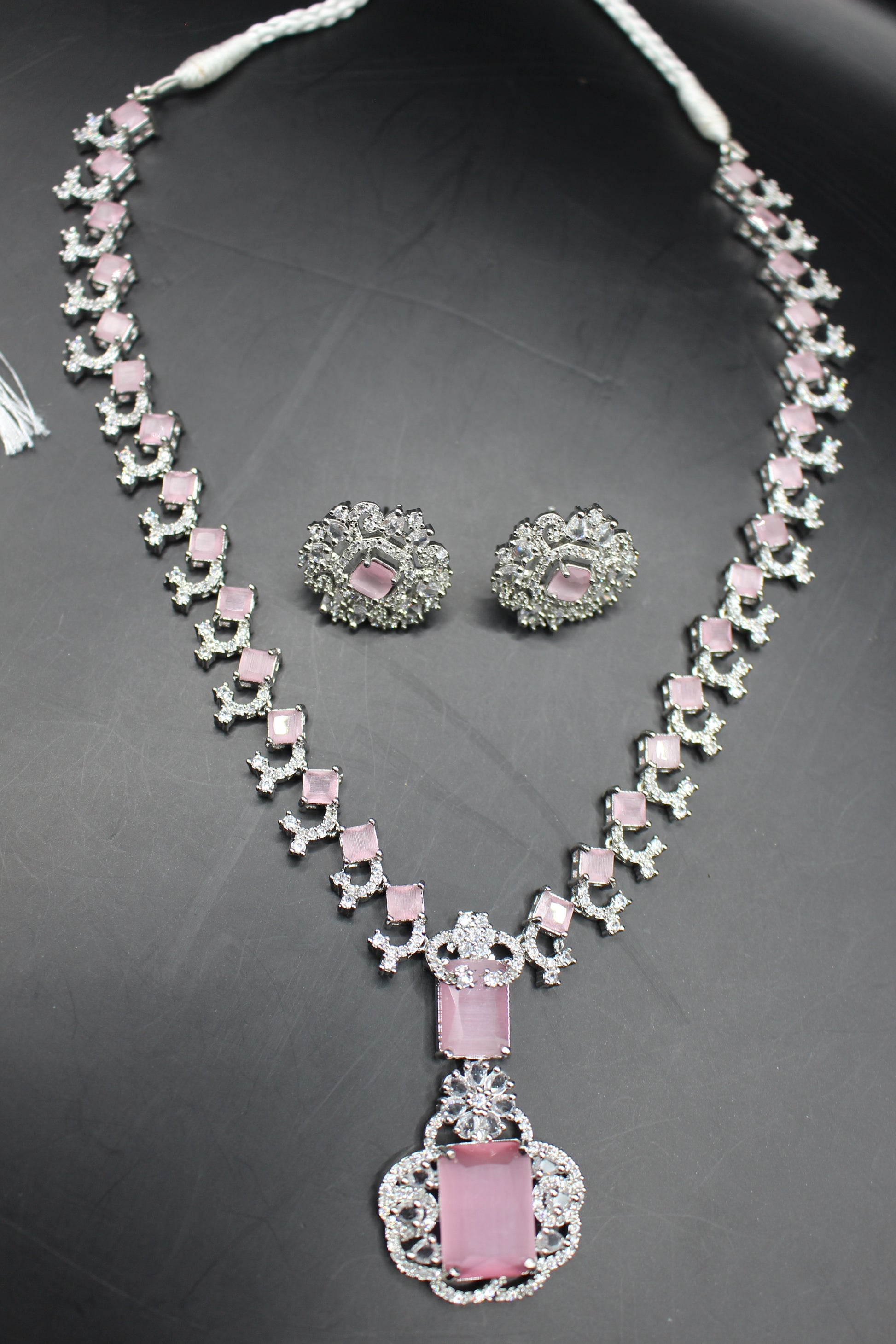 Nita Ambani Pink Zircon Mala Necklace Set