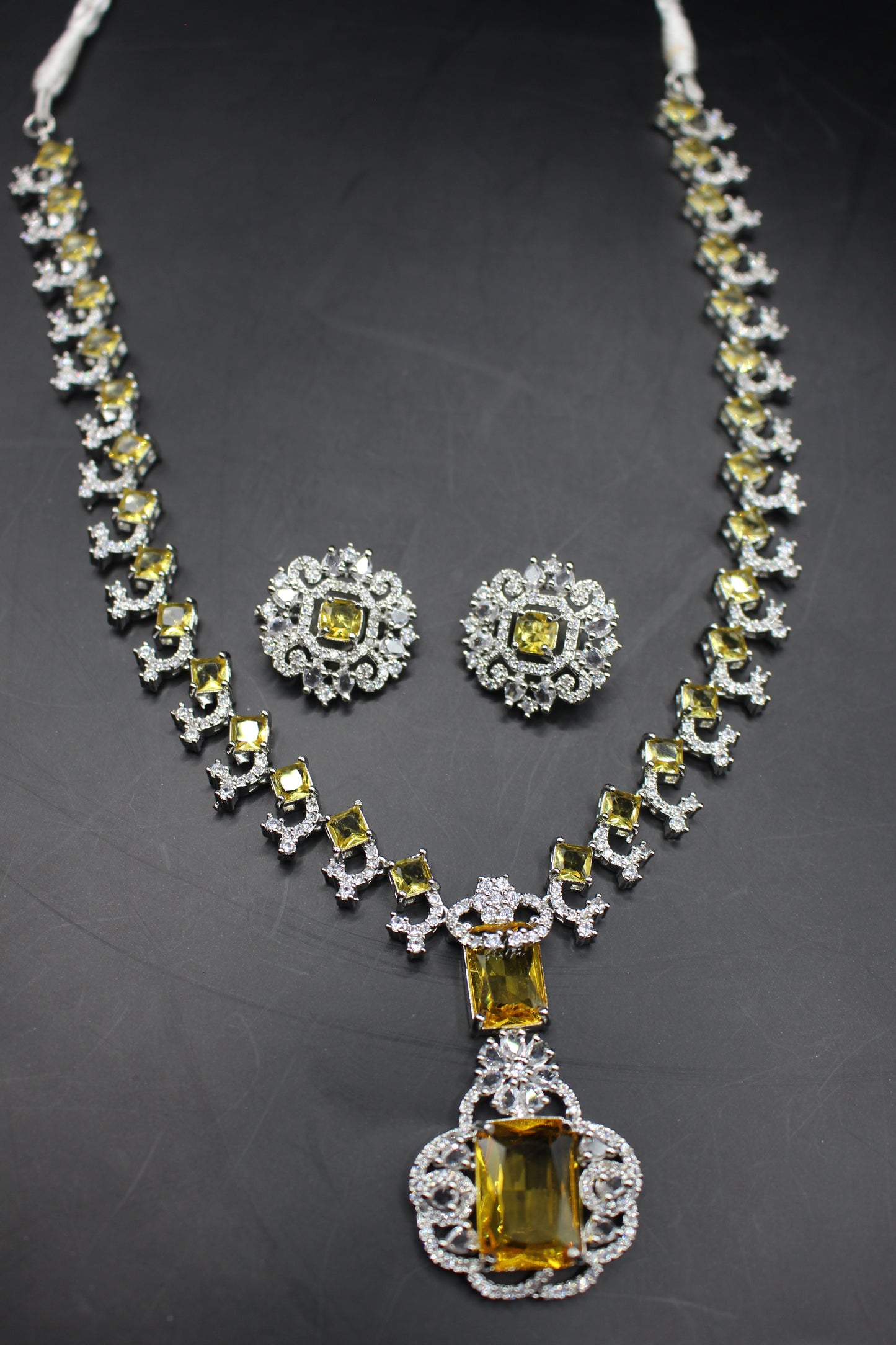 Nita Ambani Lemon Zircon Mala Necklace Set