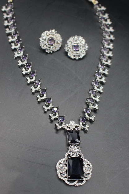 Nita Ambani Purple Zircon Mala Necklace Set