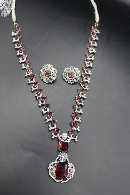 Nita Ambani red Zircon Mala Necklace Set