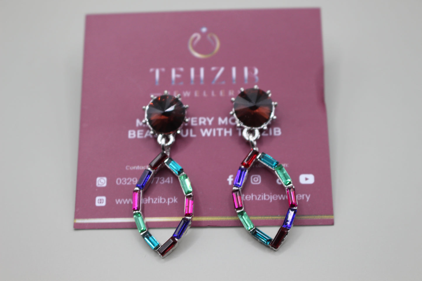 Multi Color Crystal Drop Earrings