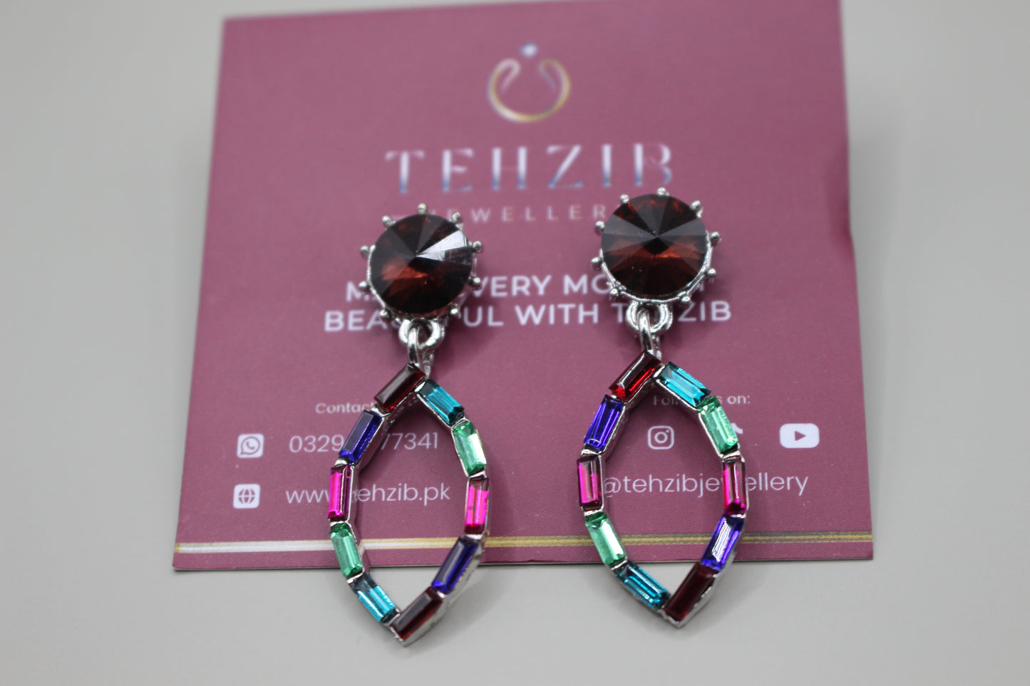 Multi Color Crystal Drop Earrings