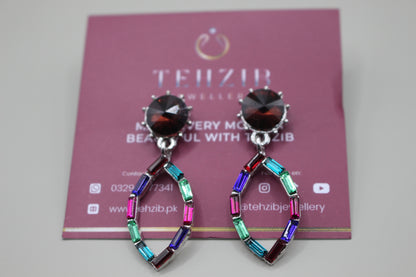 Multi Color Crystal Drop Earrings