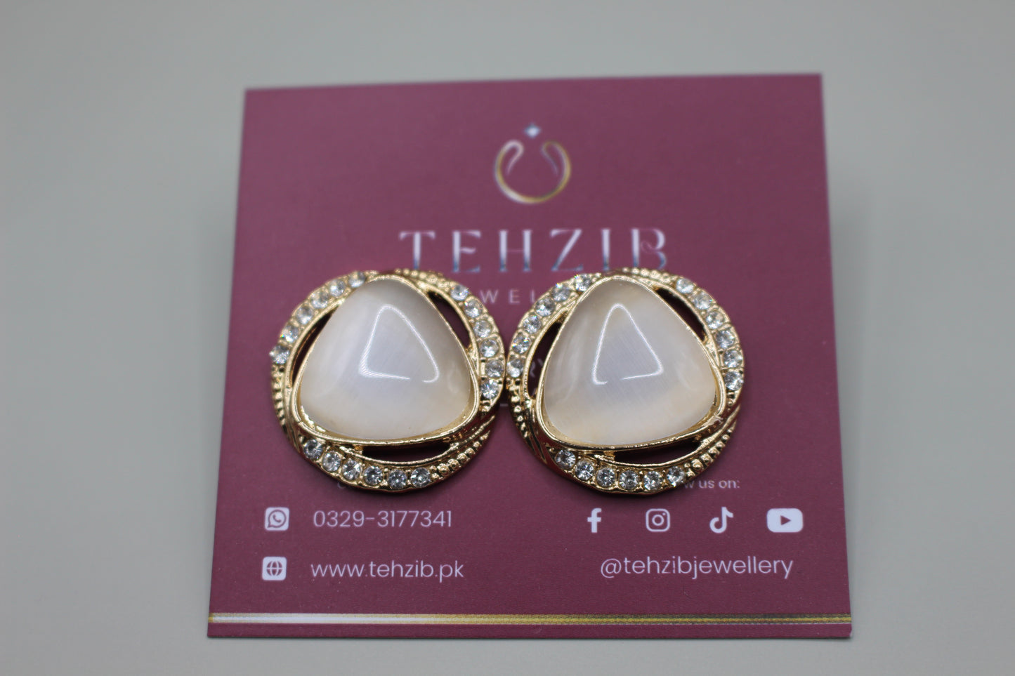 Elegant Uni Stone Stud Earrings 