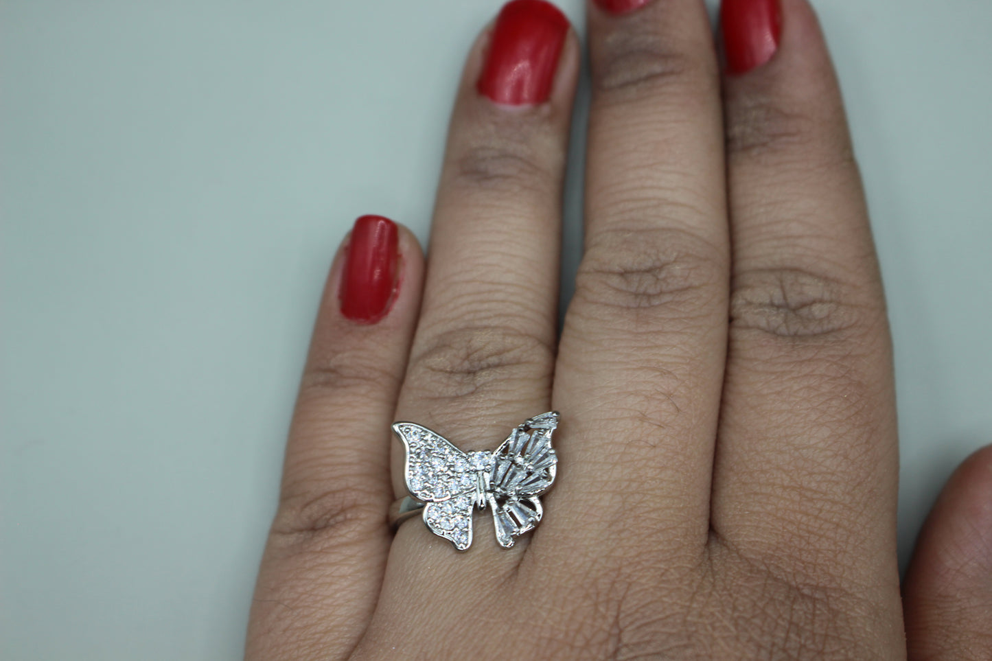 Adjustable Silver Platted Butterfly Ring