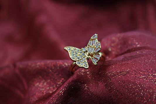 Adjustable Platted Butterfly Ring