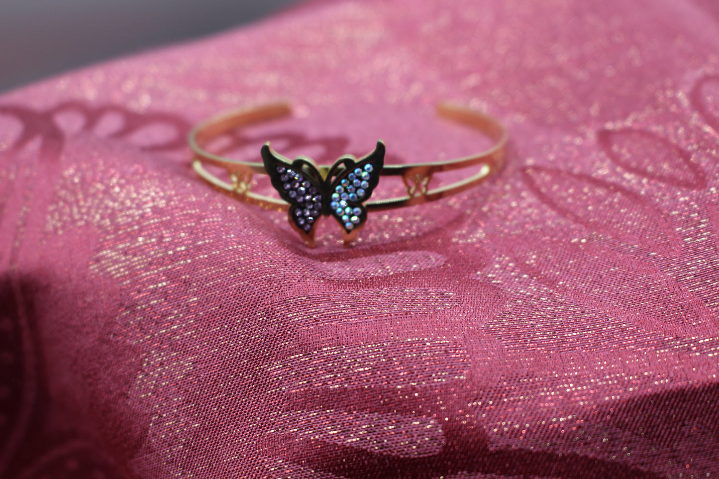 Gold Multi Stone Butterfly Bracelet