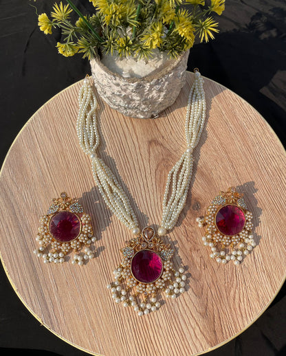 Designers Doublet Stone Mala Set & Earrings