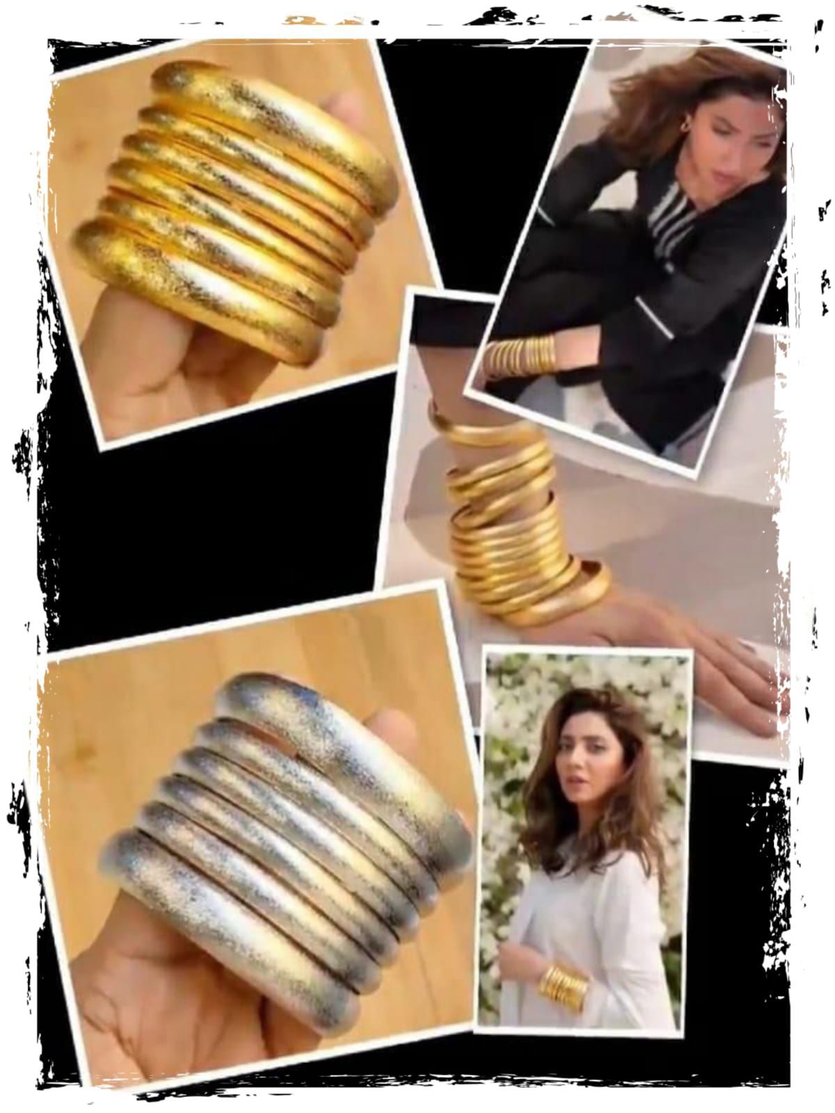 Trending Mahira Khan Gold Shine Bangles