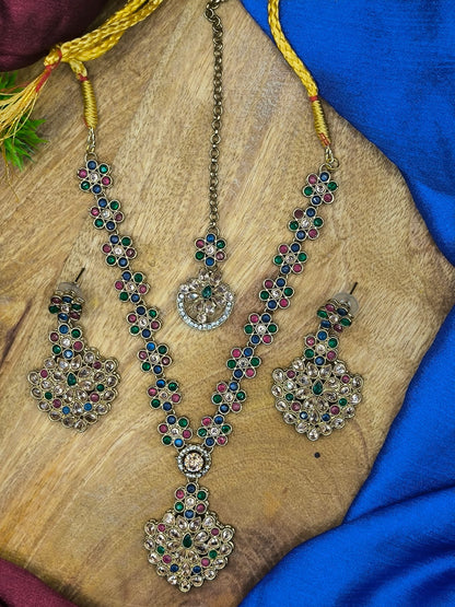 Designer Multistone Color Zircon Necklace Set