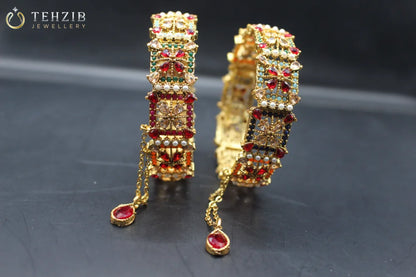 Adjustable Antique Multistone Bangles