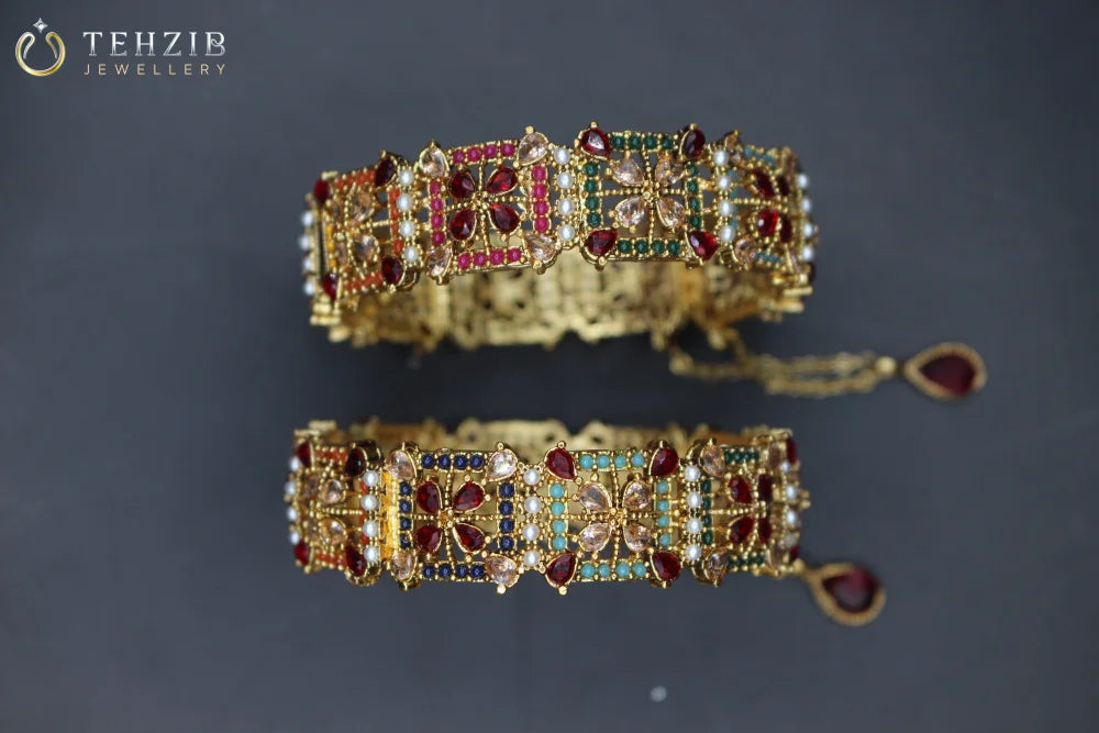 Adjustable Antique Multistone Bangles