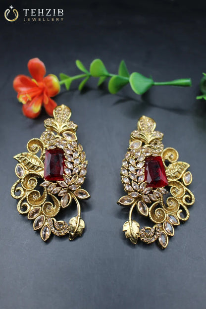 Antique Floral Zircon Earrings