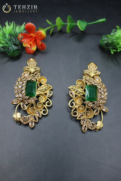Antique Floral Zircon Earrings