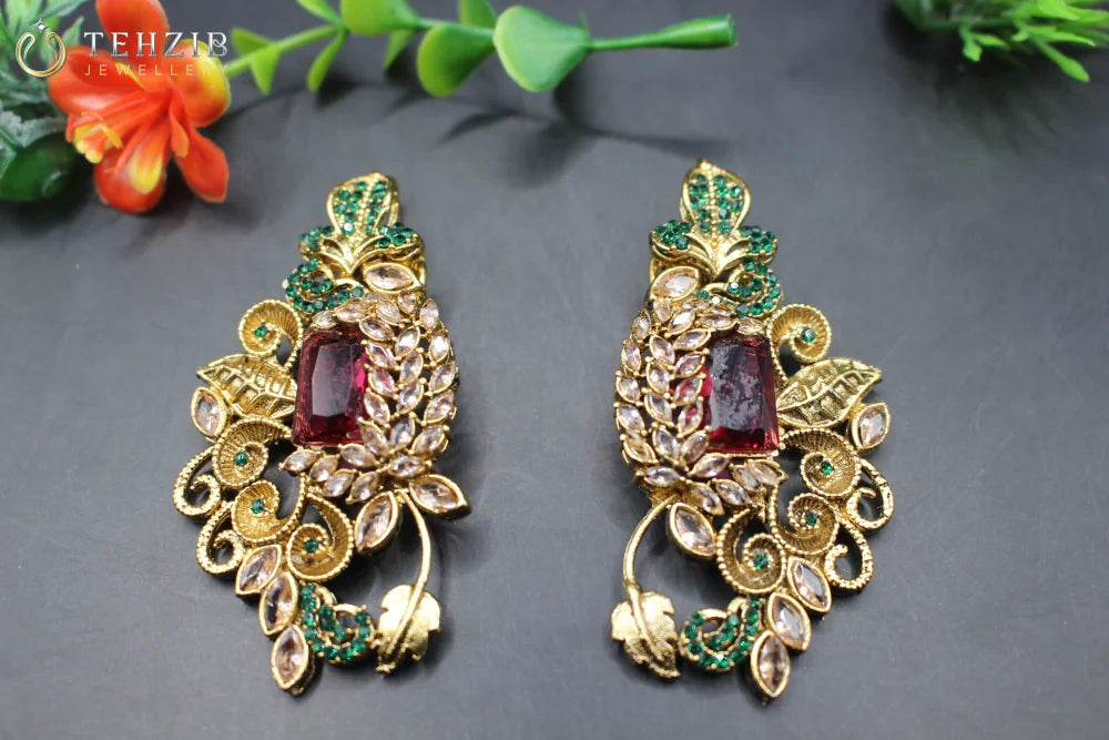 Antique Floral Zircon Earrings