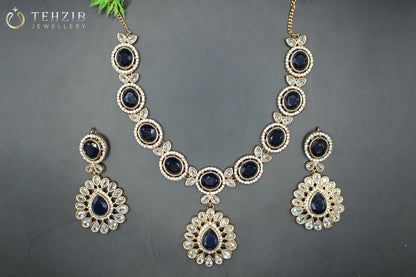 Beautiful Amirah Zircon Necklace Set Blue